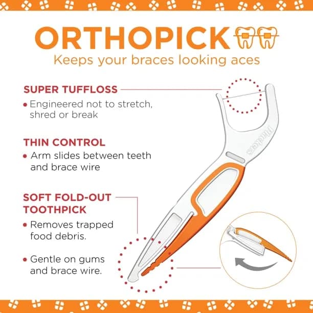 Plackers Orthopick Flosser for Braces 36 Count (Pack of 2) | Effective Plaque Removal for Braces thumbnail 15