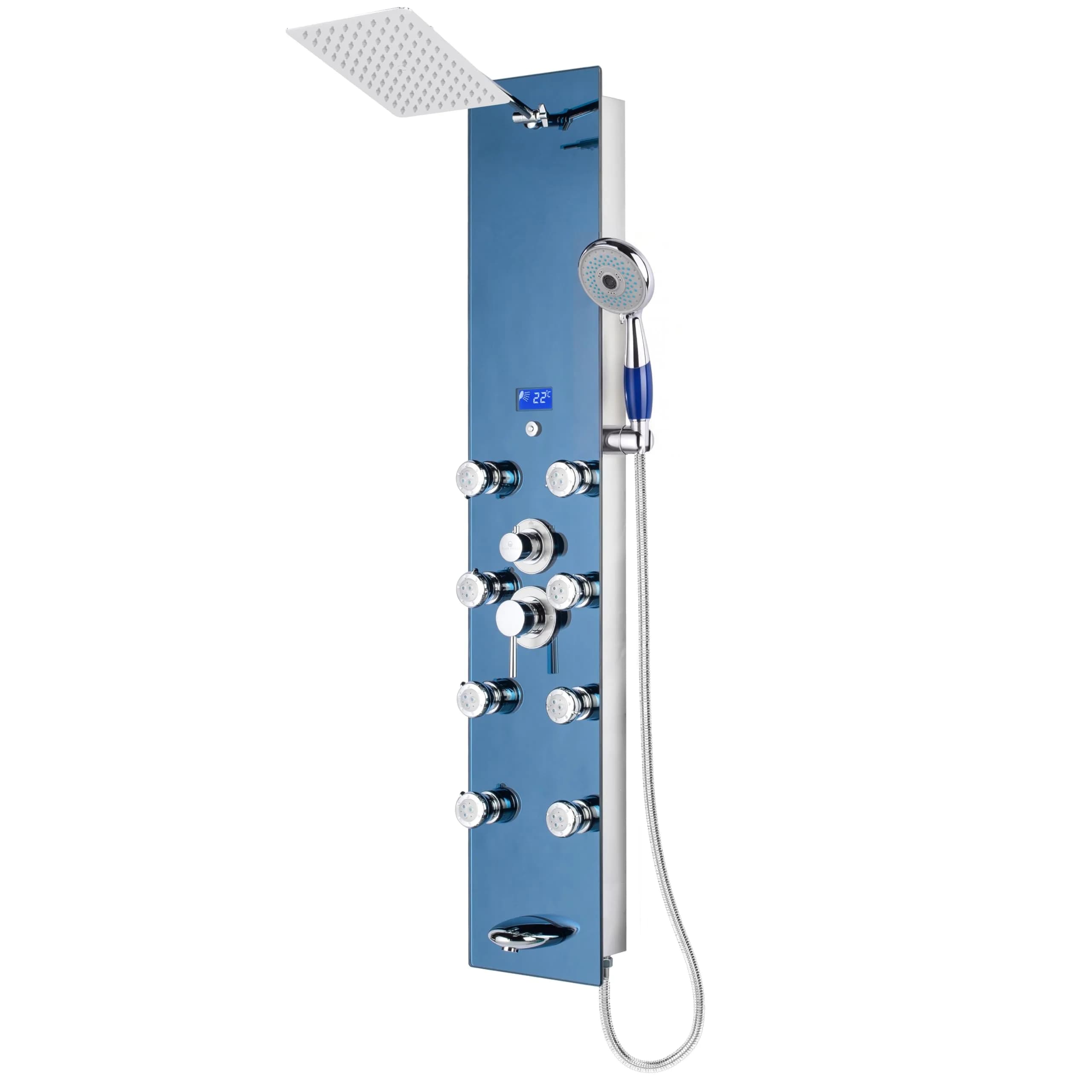 Blue Ocean 52" Stainless Steel Shower Panel Tower System Rainfall Jets LED Display | Luxury Bathroom Fixture