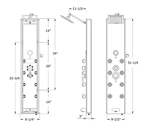 Blue Ocean 52" Stainless Steel Shower Panel Tower System Rainfall Jets LED Display | Luxury Bathroom Fixture thumbnail 7
