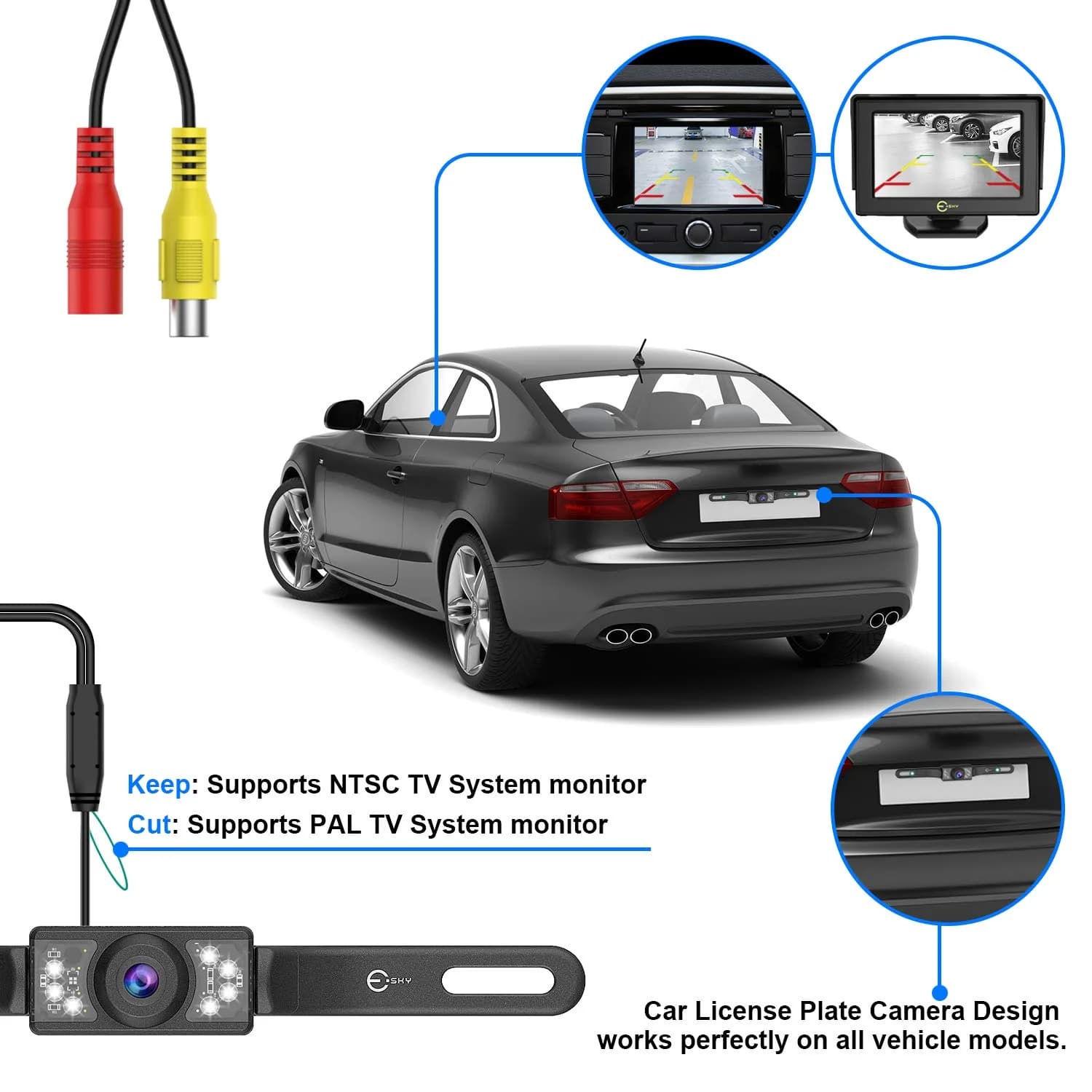 Esky Universal Vehicle Backup Camera with 7 LEDs & 170° View | 12V DC - view 6