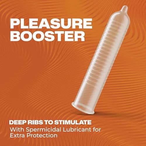 Trojan Ultra Ribbed Plus Spermicide Latex Lubricated Condoms | Deep Ribs for Enhanced Stimulation thumbnail 3