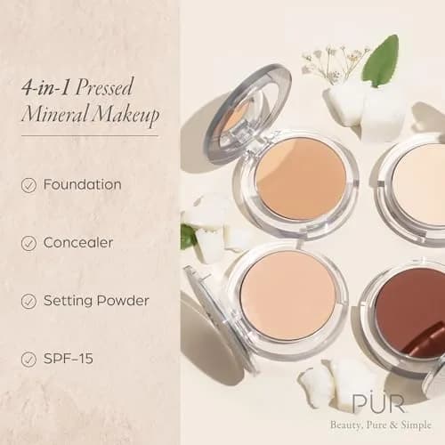 PÜR MINERALS 4-in-1 Pressed Mineral Powder Foundation SPF 15 | Medium Dark | All-in-One Makeup thumbnail 2