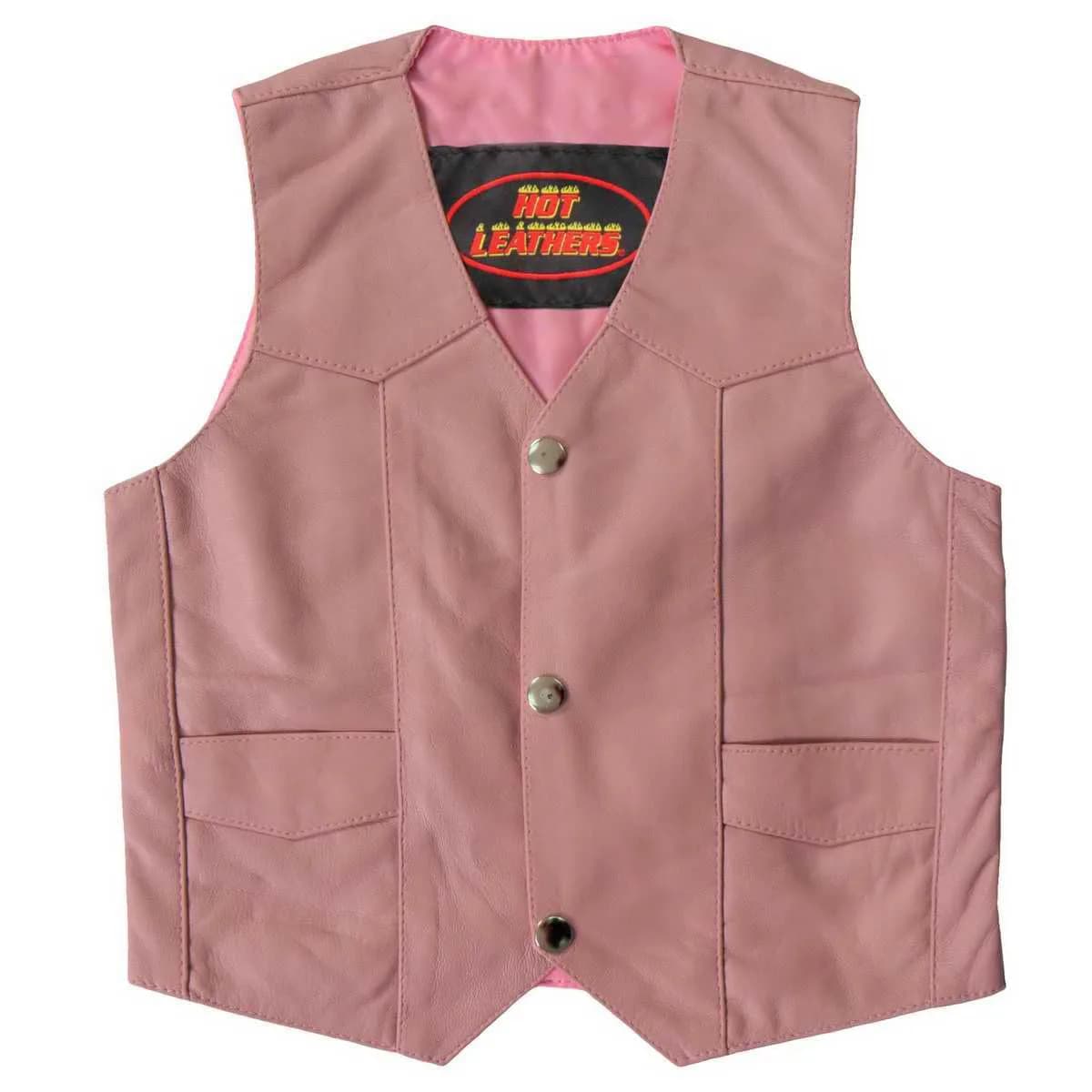 Hot Leathers Youth Classic Biker Vest (Black, X-Large) | Soft Leather, Lead Compliant, Unisex
