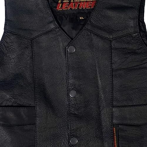 Hot Leathers Youth Classic Biker Vest (Black, X-Large) | Soft Leather, Lead Compliant, Unisex thumbnail 2
