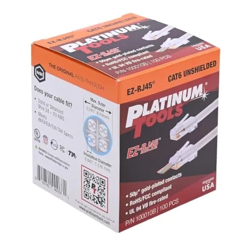 Platinum Tools EZ-RJ45 Cat6 Connector for Ethernet Cable Termination | 100 Pack, China thumbnail 4