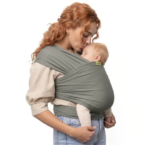 Boba Baby Wrap Carrier - Stretch Cotton Newborn Sling, Grey | Ergonomic, Hip-Healthy & Supportive (70-120 chars) thumbnail 1