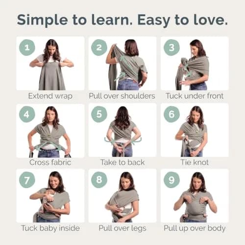 Boba Baby Wrap Carrier - Stretch Cotton Newborn Sling, Grey | Ergonomic, Hip-Healthy & Supportive (70-120 chars) thumbnail 6