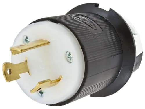 Hubbell Locking Plug, 30A, 250V, L6-30P, Black & White | Heavy Duty Industrial Power Connector thumbnail 1