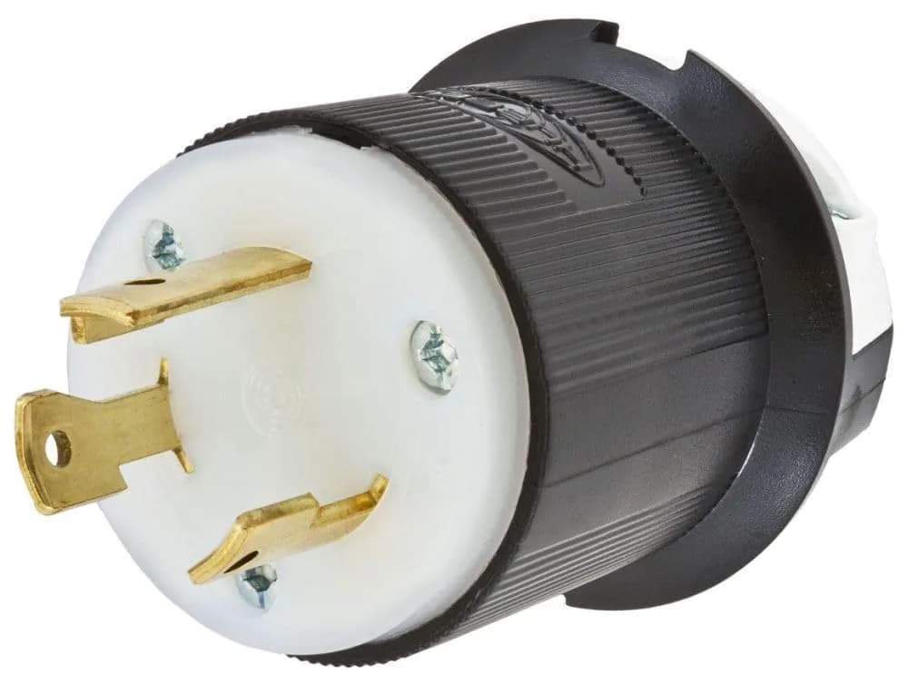 Hubbell Locking Plug, 30A, 250V, L6-30P, Black & White | Heavy Duty Industrial Power Connector