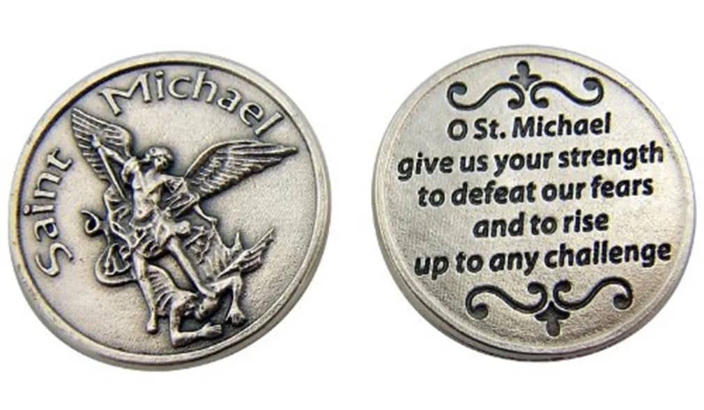 WJH Silver Tone Saint Benedict of Nursia Pocket Prayer Token Medal, 1 1/8 Inch | Religious Reminder thumbnail 2