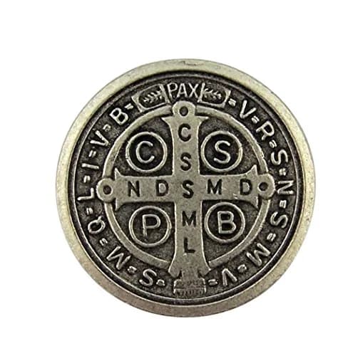 WJH Silver Tone Saint Benedict of Nursia Pocket Prayer Token Medal, 1 1/8 Inch | Religious Reminder thumbnail 7