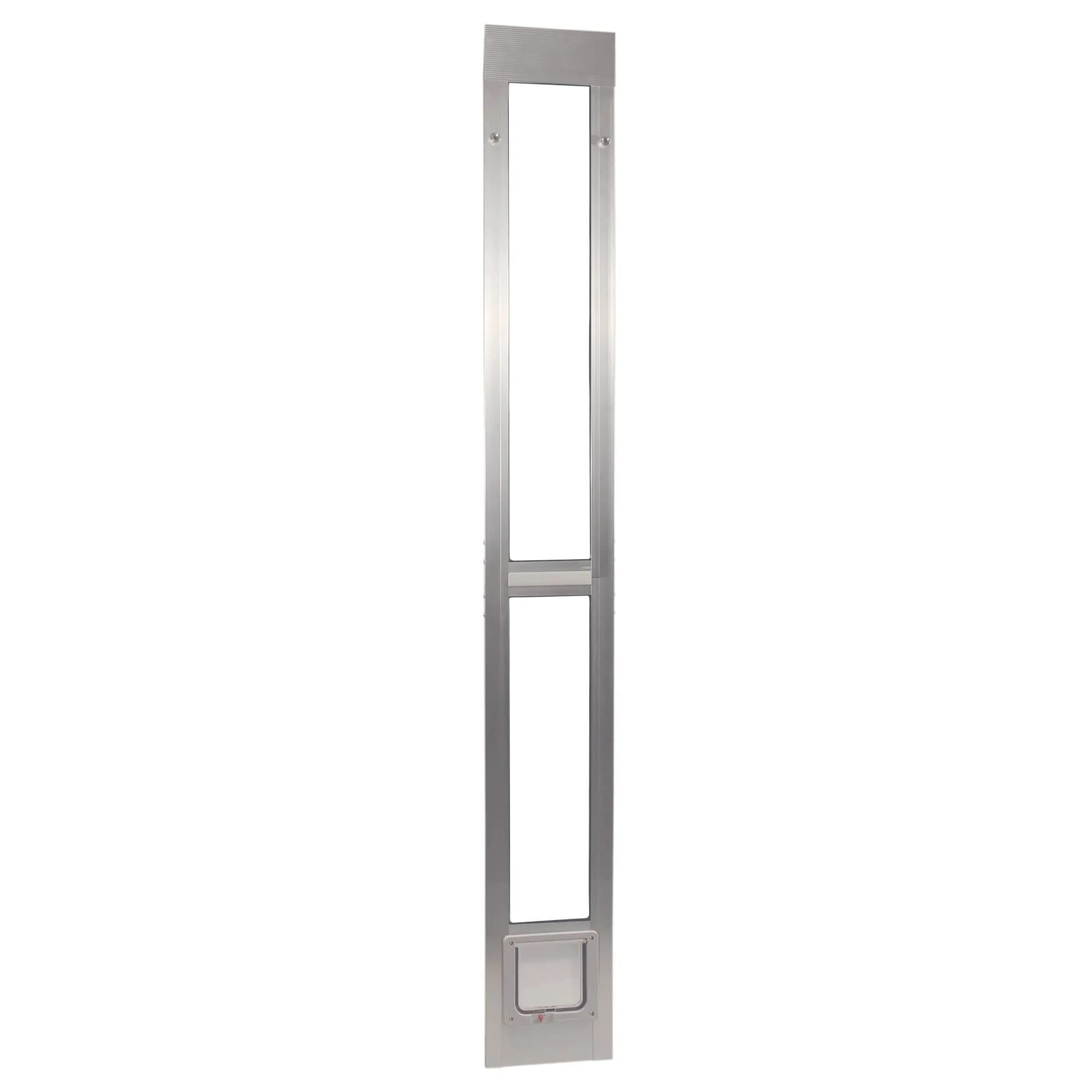 Ideal Pet Modular Aluminum Pet Patio Door, Mill (Silver) | Adjustable Height, Lockable Plastic Flap, Fits 80" Aluminum Sliding Doors — Mill (Silver)