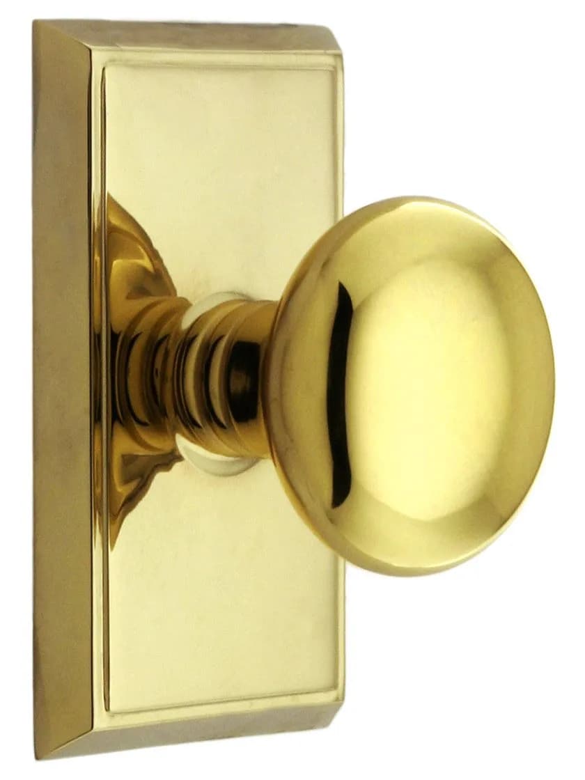Emtek Providence Door Set with Round Brass Knobs Privacy in Oil Rubbed Bronze | Traditional Style — Polished Brass (US3)