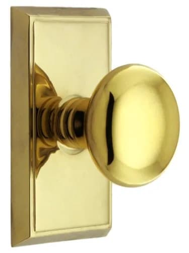 Emtek Providence Door Set with Round Brass Knobs Privacy in Polished Brass | 10.5 cm (4.125 inches) Height thumbnail 1