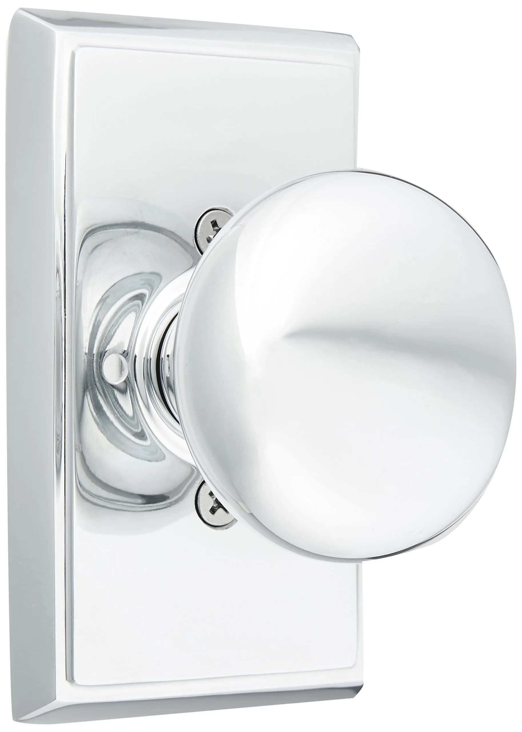 Emtek Providence Door Set with Round Brass Knobs Privacy in Polished Chrome | Traditional Style - main product image