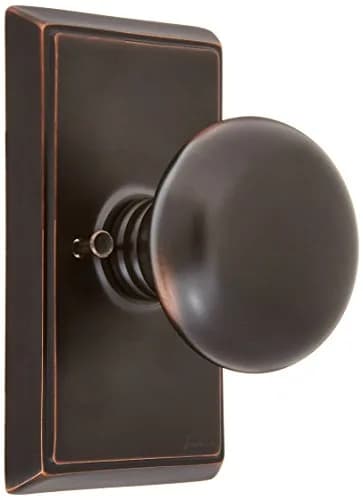 Emtek Providence Door Set with Round Brass Knobs Privacy in Oil Rubbed Bronze | Traditional Style thumbnail 1