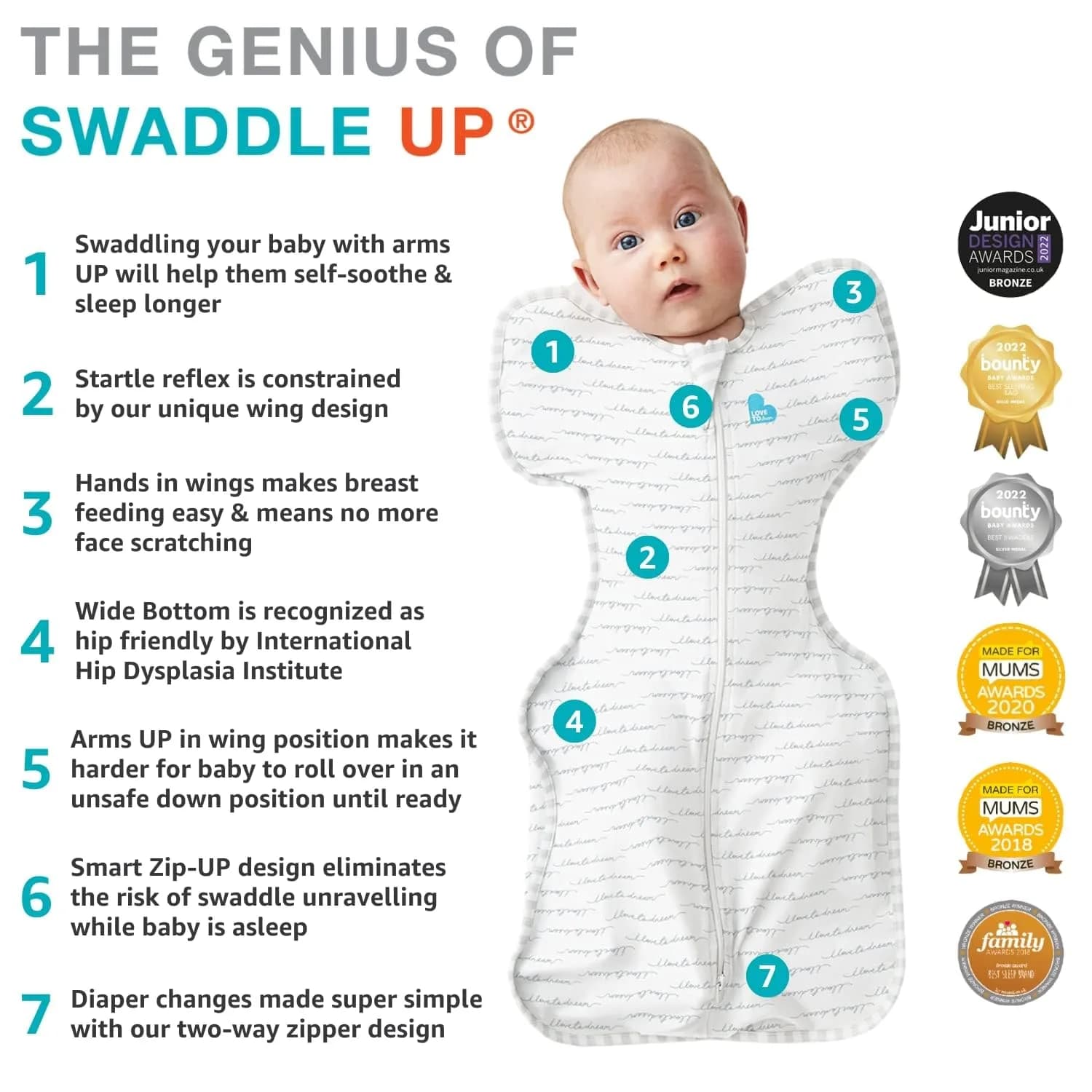 Love to Dream Swaddle UP Original Baby Sleep Sack | 1.0 TOG, 0.15 kg (0.33 lb), Gray - view 5