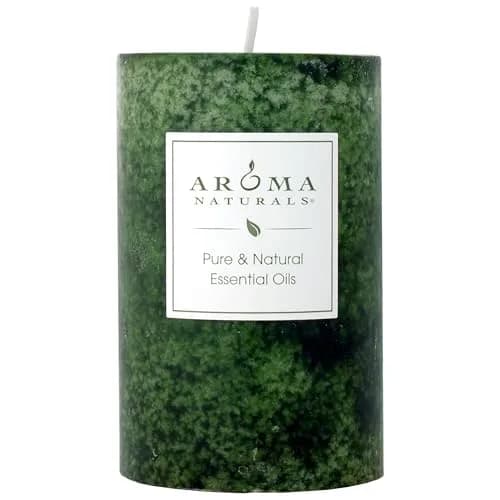 Aroma Naturals Holiday Juniper, Spruce & Basil Pillar Candle 6.35cm x 10.16cm | Fresh Forest Scented Candle thumbnail 1
