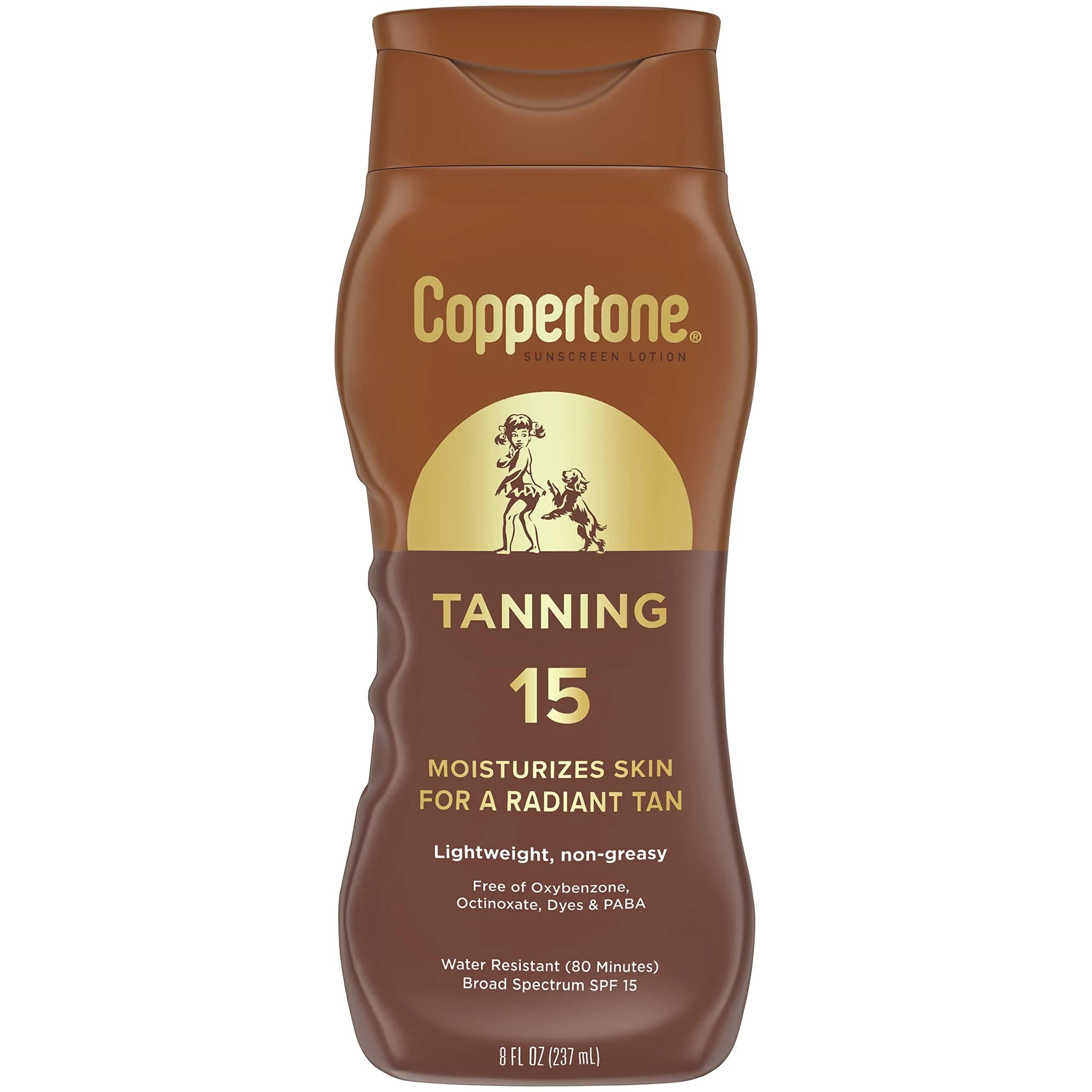 Coppertone Tanning Sunscreen Lotion SPF 15 237 ml (8 oz) | Moisturizing, Water Resistant, Oxybenzone Free - main product image
