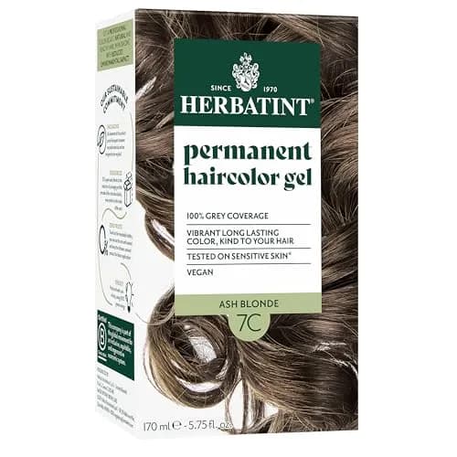 Herbatint 7C Ash Blonde Permanent Hair Dye 166ml (5.75 Fl Oz) | Ammonia-Free, Vegan, Grey Coverage — 7C Ash Blonde