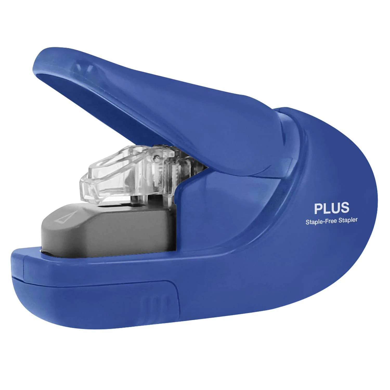 PLUS Paper Clinch Compact Staple-Free Stapler, Heavy Duty, Navy Blue | Fast paper fastening up to 5 sheets, eco-friendly, lightweight, durable