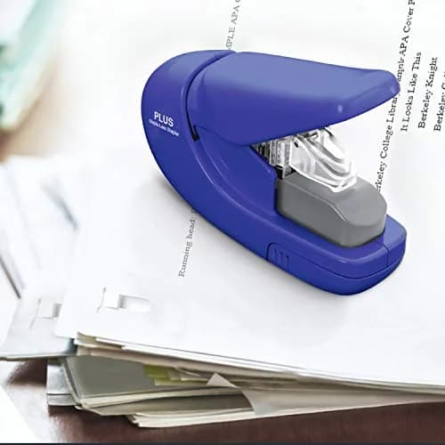 PLUS Paper Clinch Compact Staple-Free Stapler, Heavy Duty, Navy Blue | Fast paper fastening up to 5 sheets, eco-friendly, lightweight, durable thumbnail 5