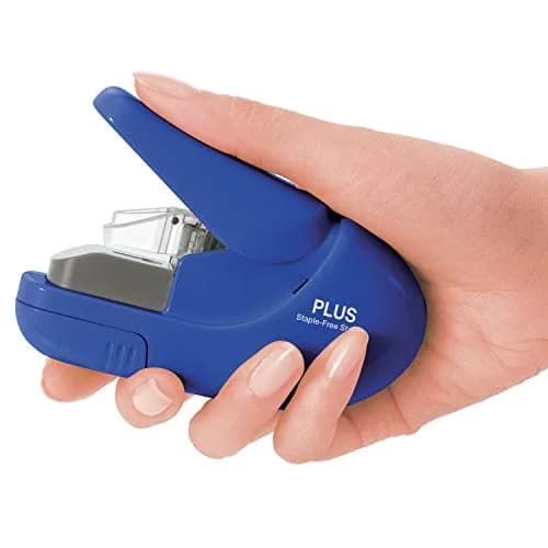 PLUS Paper Clinch Compact Staple-Free Stapler, Heavy Duty, Navy Blue | Fast paper fastening up to 5 sheets, eco-friendly, lightweight, durable thumbnail 3