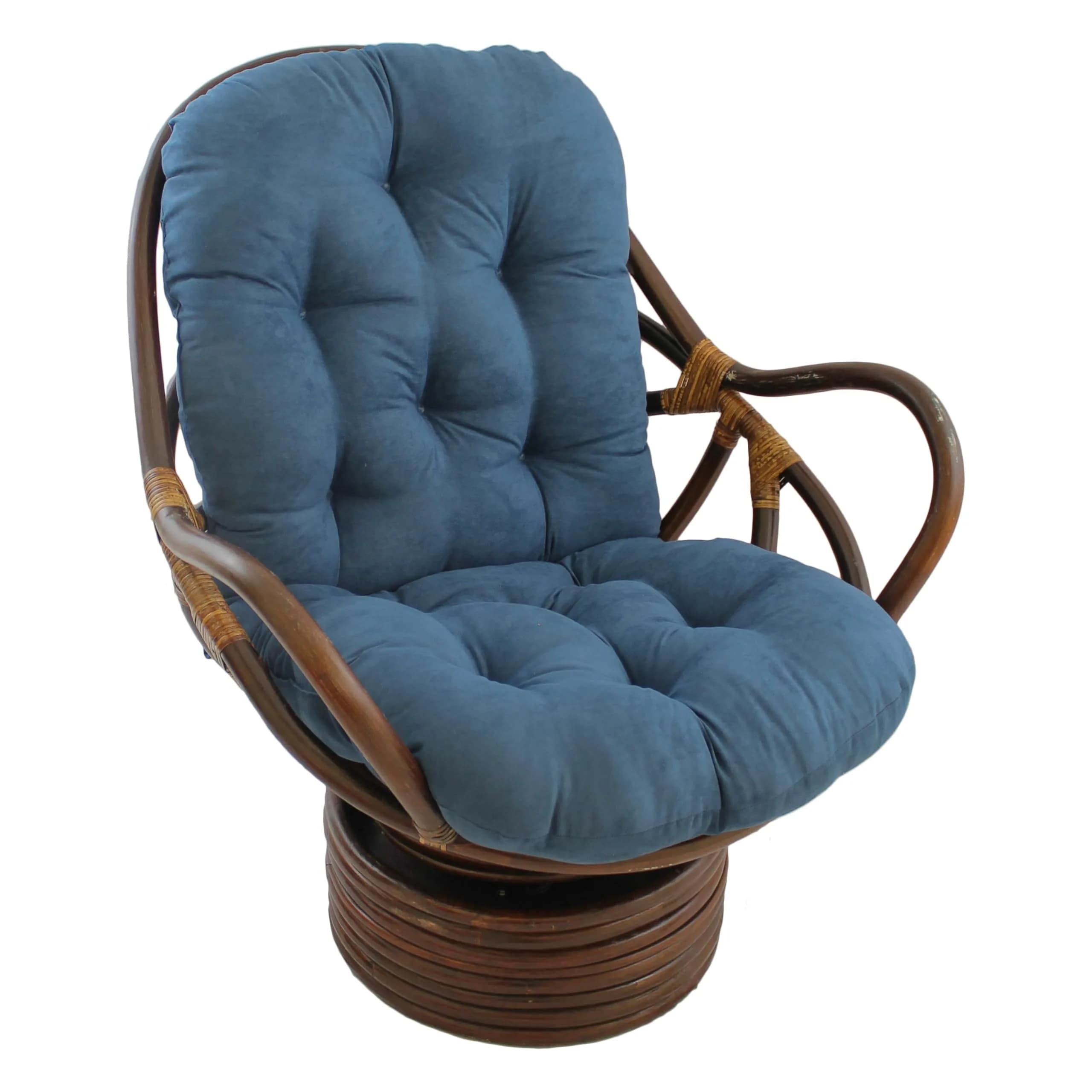 Blazing Needles Microsuede Swivel Rocker Chair Cushion, 48" x 24" | Indigo — Indigo