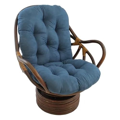 Blazing Needles Microsuede Swivel Rocker Chair Cushion, 48" x 24" | Indigo thumbnail 1