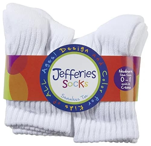 Jefferies Unisex Baby Sport Crew 6 Pk - White | Seamless Toe, 80% Cotton, 4-5.5 thumbnail 2