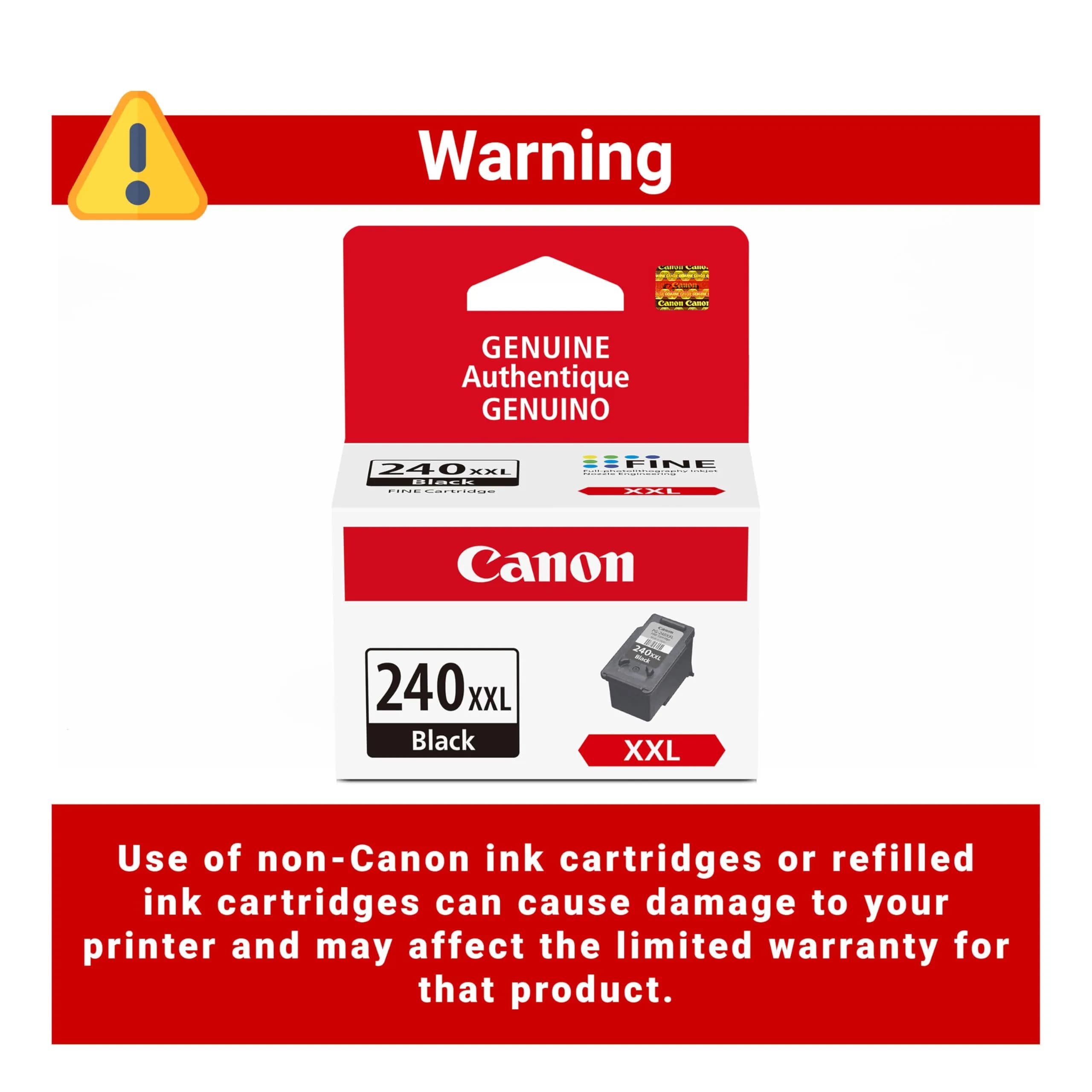 Canon PG-240XXL Genuine Black Ink Cartridge, XXL Size | Fade-Resistant Ink for Crisp Documents - view 2