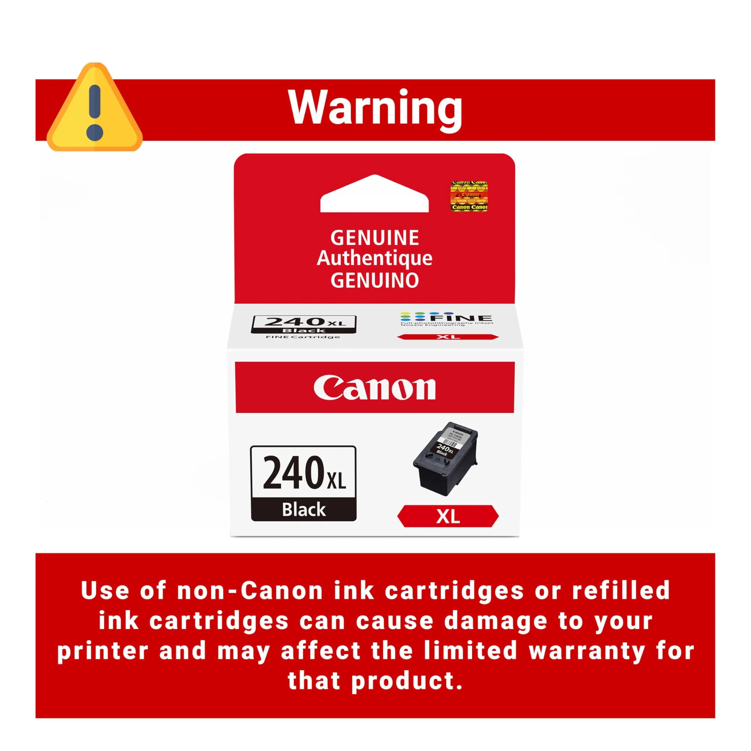 Canon PG-240XL Genuine Black Ink Cartridge | High-Yield Pigment Ink for Crisp Documents - view 2