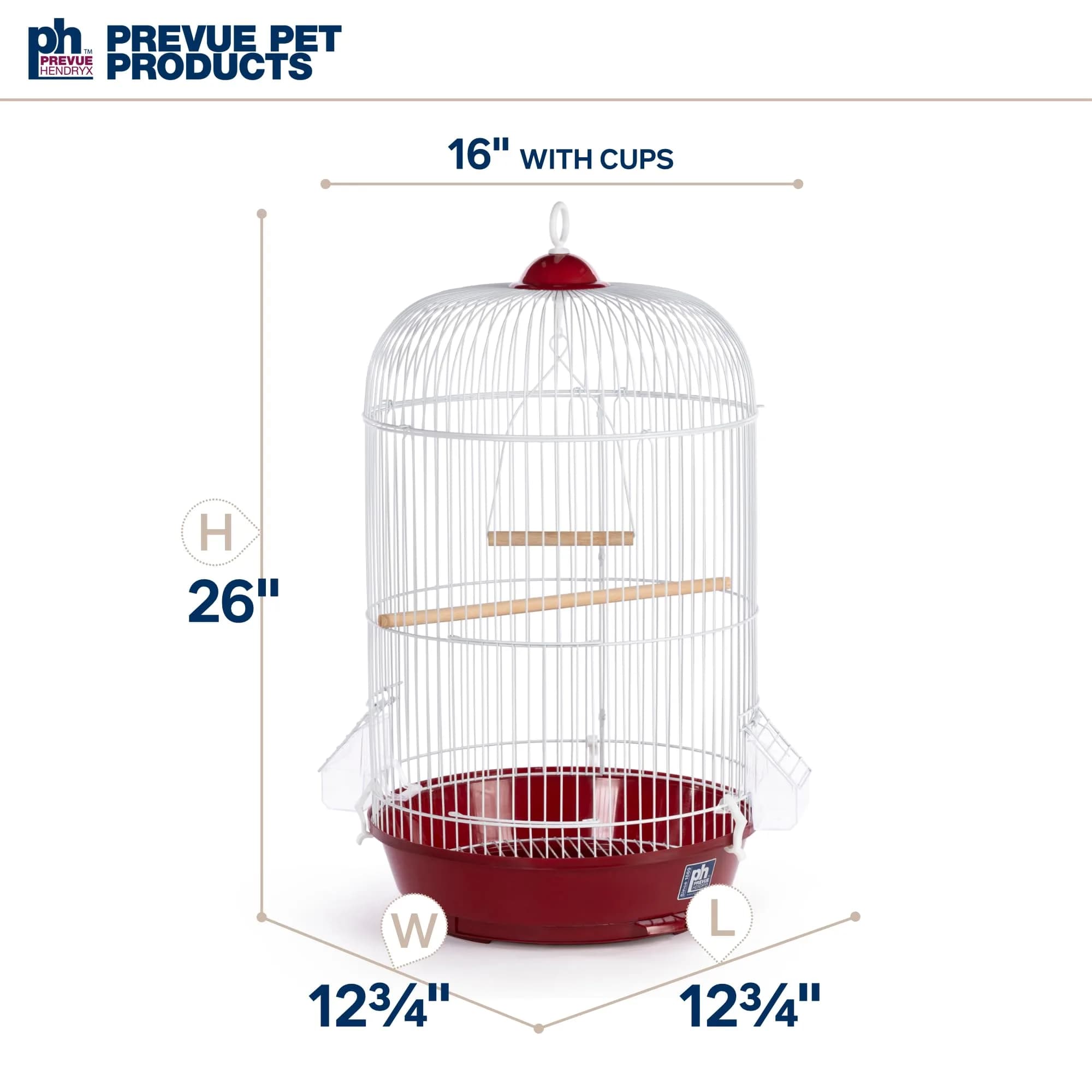Prevue Pet Products Classic Round Bird Cage, Red | 12" (30.48 cm) Diameter x 26" (66.04 cm) Height - view 7