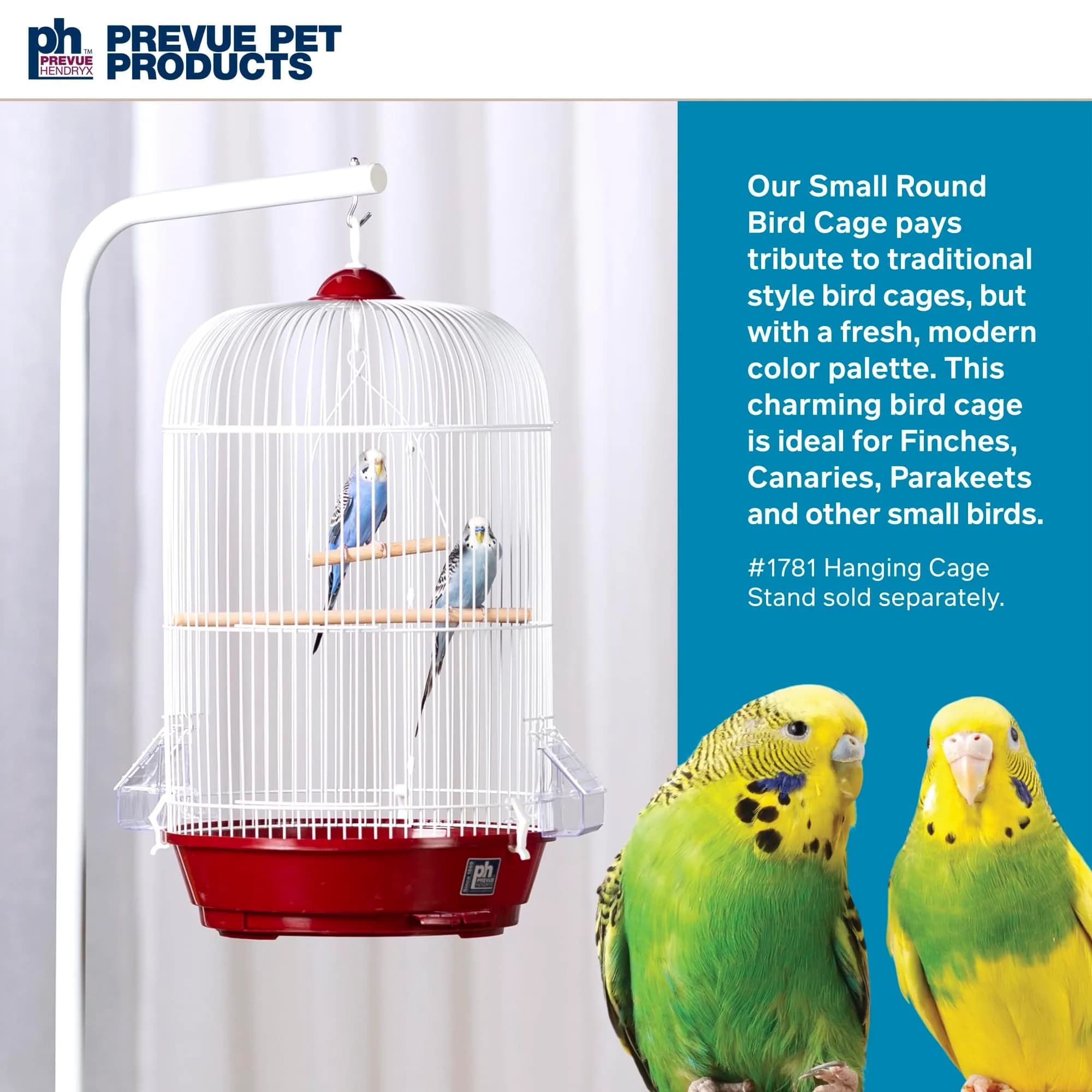 Prevue Pet Products Classic Round Bird Cage, Red | 12" (30.48 cm) Diameter x 26" (66.04 cm) Height - view 2