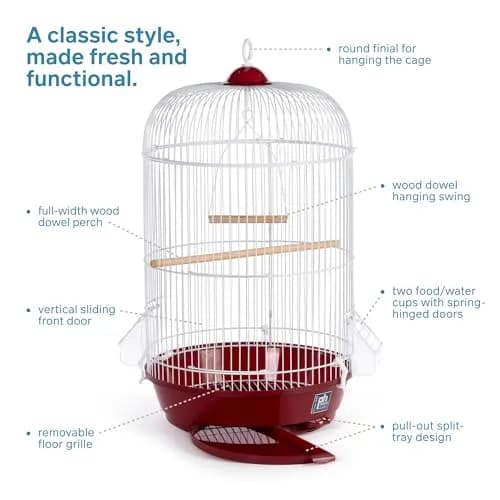 Prevue Pet Products Classic Round Bird Cage, Red | 12" (30.48 cm) Diameter x 26" (66.04 cm) Height thumbnail 3