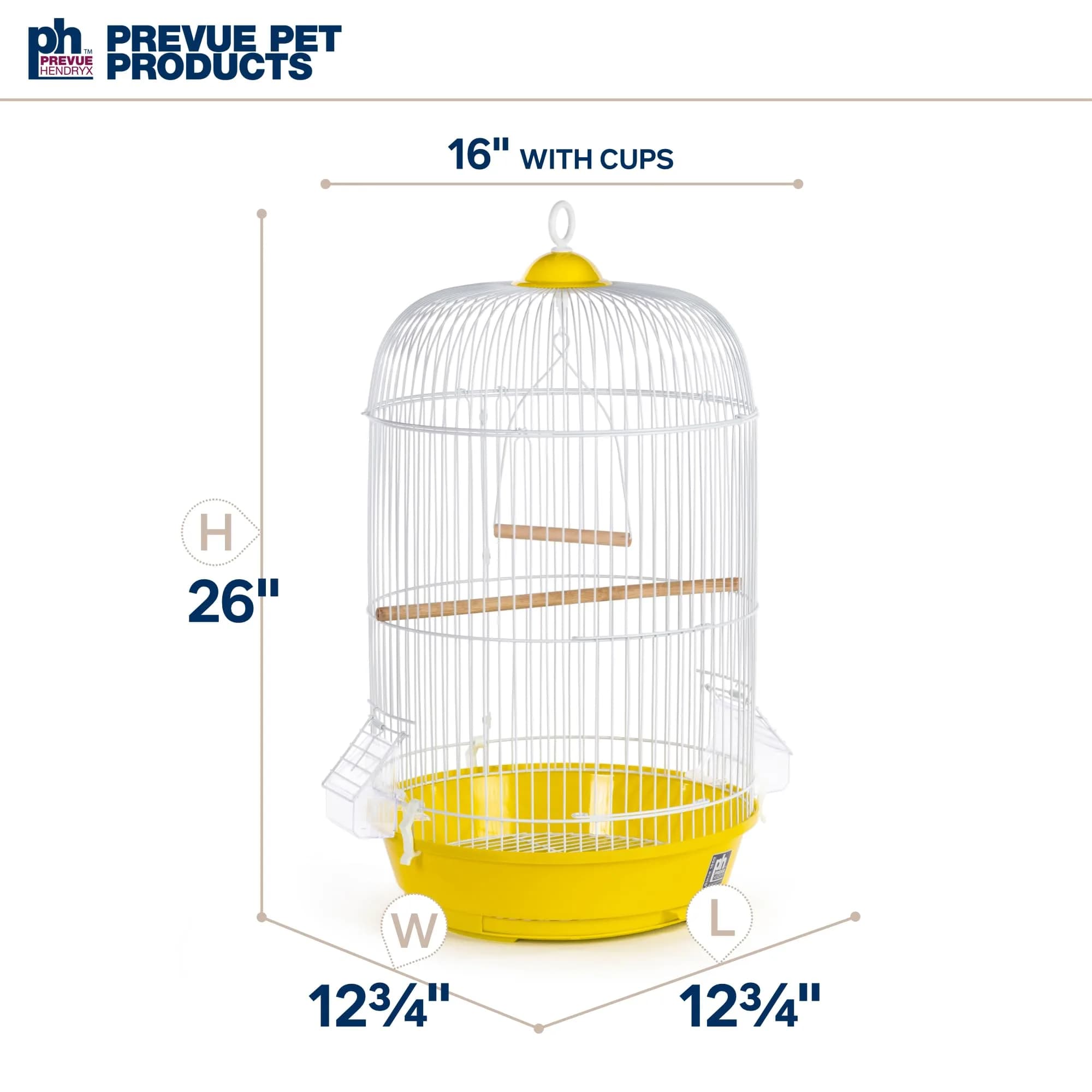Prevue Pet Products Classic Round Bird Cage Yellow 34.3 cm (13.5 in) Diameter | Ideal for Finches, Canaries, Parakeets - view 7