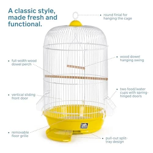 Prevue Pet Products Classic Round Bird Cage Yellow 34.3 cm (13.5 in) Diameter | Ideal for Finches, Canaries, Parakeets thumbnail 3
