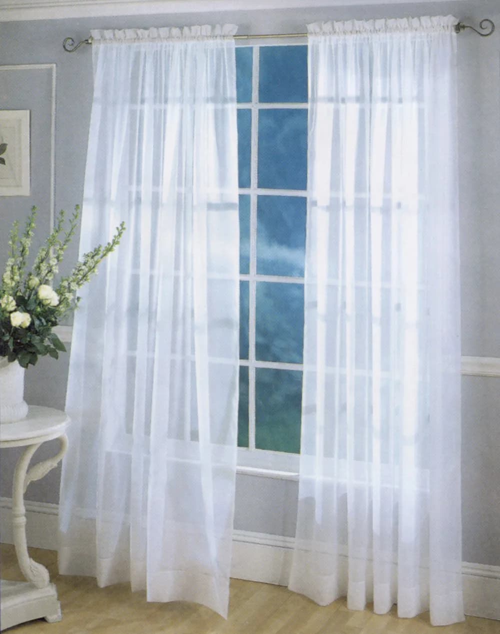 Lorraine Home Fashions Monte Carlo Super Wide Sheer Window Panel 168cm (60"W x 84"L) per Panel, Set of 2 | Light Filtering Voile Drapes - main product image