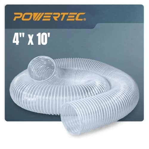 POWERTEC 4" x 10' Dust Collection Hose | 101.6mm (4") x 3.05m (10') Flexible PVC Hose for Woodworking Dust Systems thumbnail 1