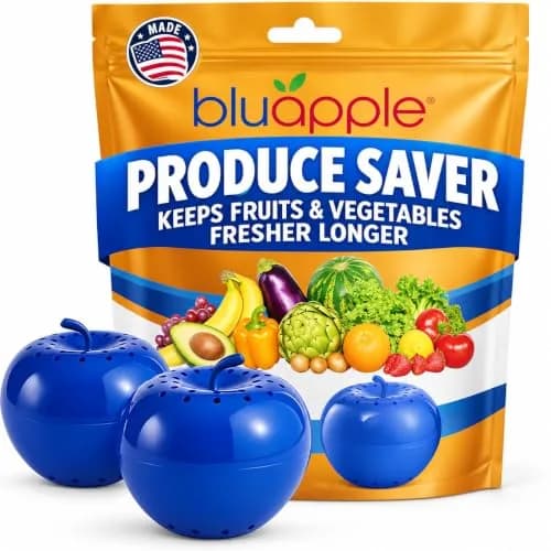 BluApple Produce Saver Ethylene Gas Absorber - Fresh Fruit & Vegetable Storage for Refrigerator Crisper, Shelves & Fruit Bowls, Produce Keeper, Fruit Saver, Kitchen Must Haves, BPA-Free - 2-Pack thumbnail 1
