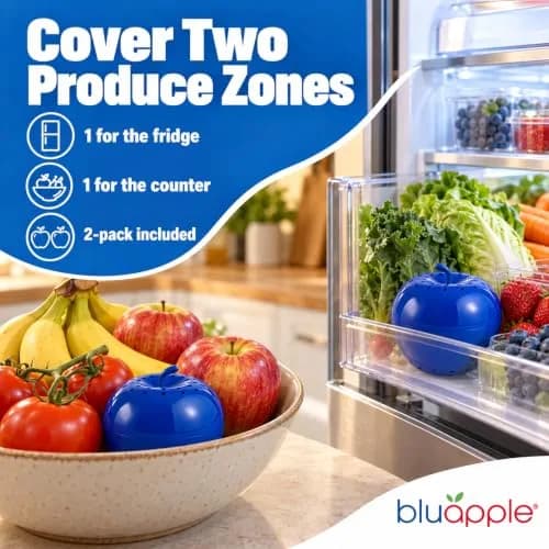 BluApple Produce Saver Ethylene Gas Absorber - Fresh Fruit & Vegetable Storage for Refrigerator Crisper, Shelves & Fruit Bowls, Produce Keeper, Fruit Saver, Kitchen Must Haves, BPA-Free - 2-Pack thumbnail 5