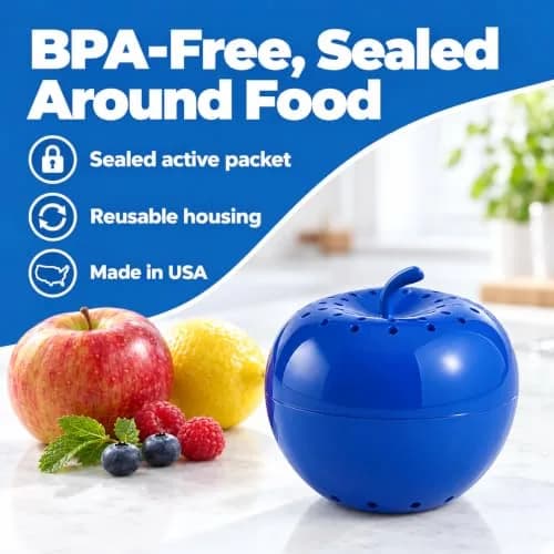 BluApple Produce Saver Ethylene Gas Absorber - Fresh Fruit & Vegetable Storage for Refrigerator Crisper, Shelves & Fruit Bowls, Produce Keeper, Fruit Saver, Kitchen Must Haves, BPA-Free - 2-Pack thumbnail 8