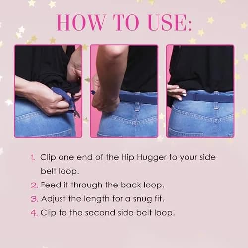 Hollywood Fashion Secrets Hip Huggers Elastic Belt Alternative Black | Seamless Fit & Slimming thumbnail 5
