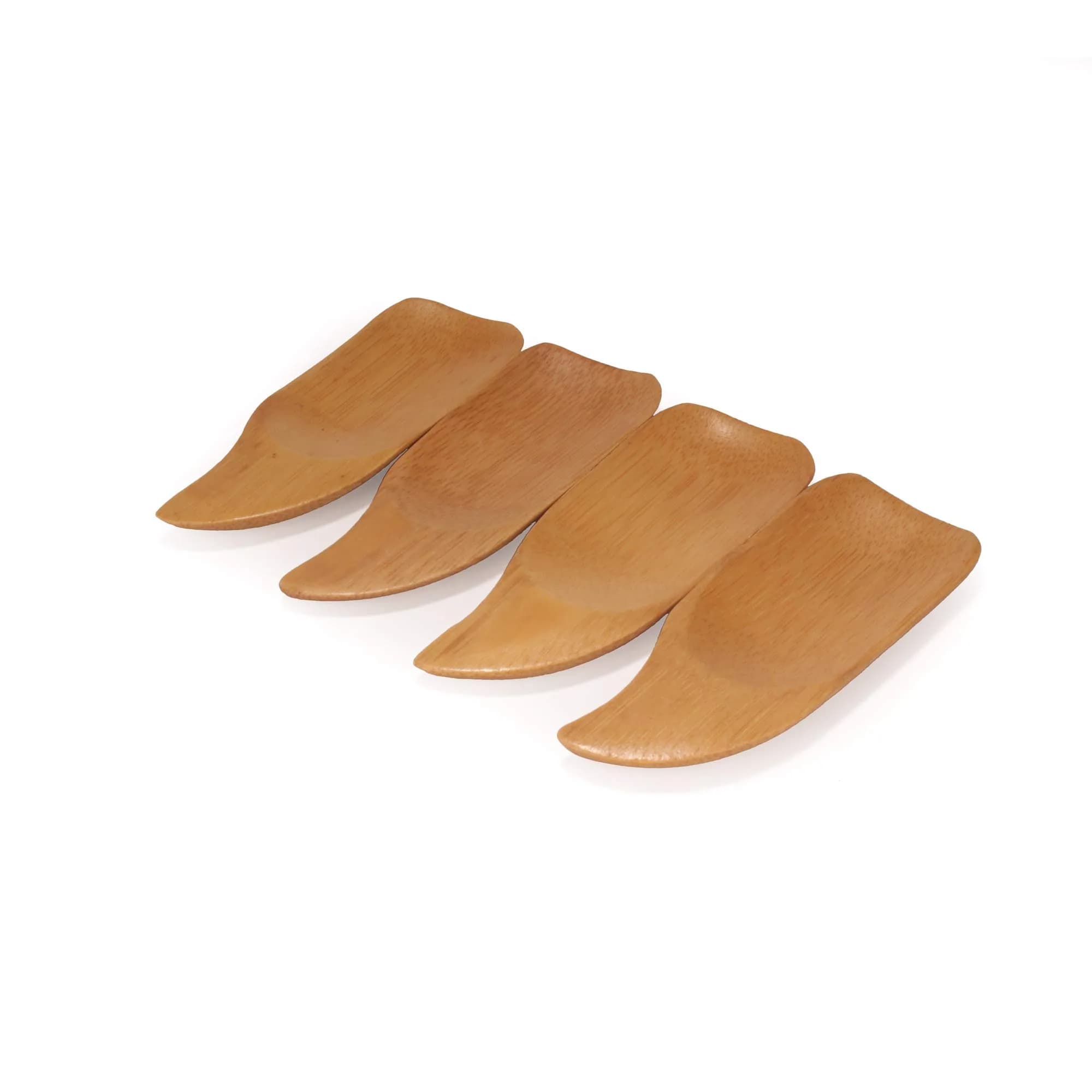BambooMN 4" Small Solid Bamboo Curved Handle Scoop | Eco-Friendly Kitchen Utensil for Spices & Sauces