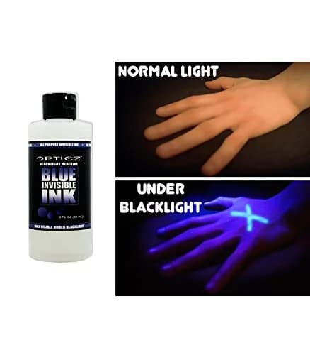 Opticz Invisible Blue UV Blacklight Reactive Ink 59ml (2 Fl Oz) | Glows Bright Blue Under Blacklight thumbnail 1