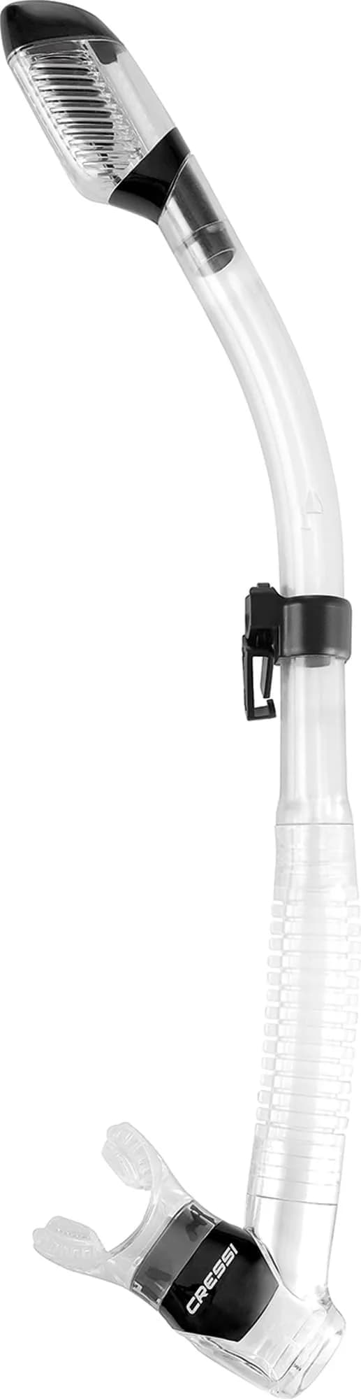CRESSI Supernova Dry Snorkel Clear/Black | Wide Elliptical Bore for Easier Breathing — Clear/Black (D)