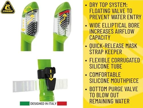 CRESSI Supernova Dry Snorkel Clear/Black | Wide Elliptical Bore for Easier Breathing thumbnail 5