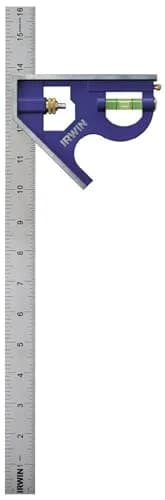 IRWIN Tools Combination Square Metal-Body 16-Inch (1794471) Blue | Accurate 90 & 45 Degree Layout thumbnail 1