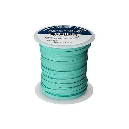 Realeather Deerskin Leather Lace 1/8" x 50 ft Turquoise | USA-Sourced Crafting & Jewelry Making thumbnail 1