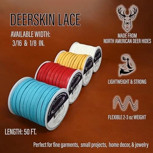 Realeather Deerskin Leather Lace 1/8" x 50 ft Turquoise | USA-Sourced Crafting & Jewelry Making thumbnail 3